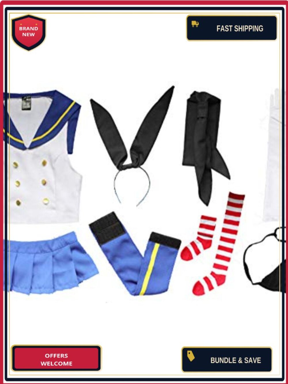 Anime Shimakaze Cosplay Costume 8pc Set Polyester